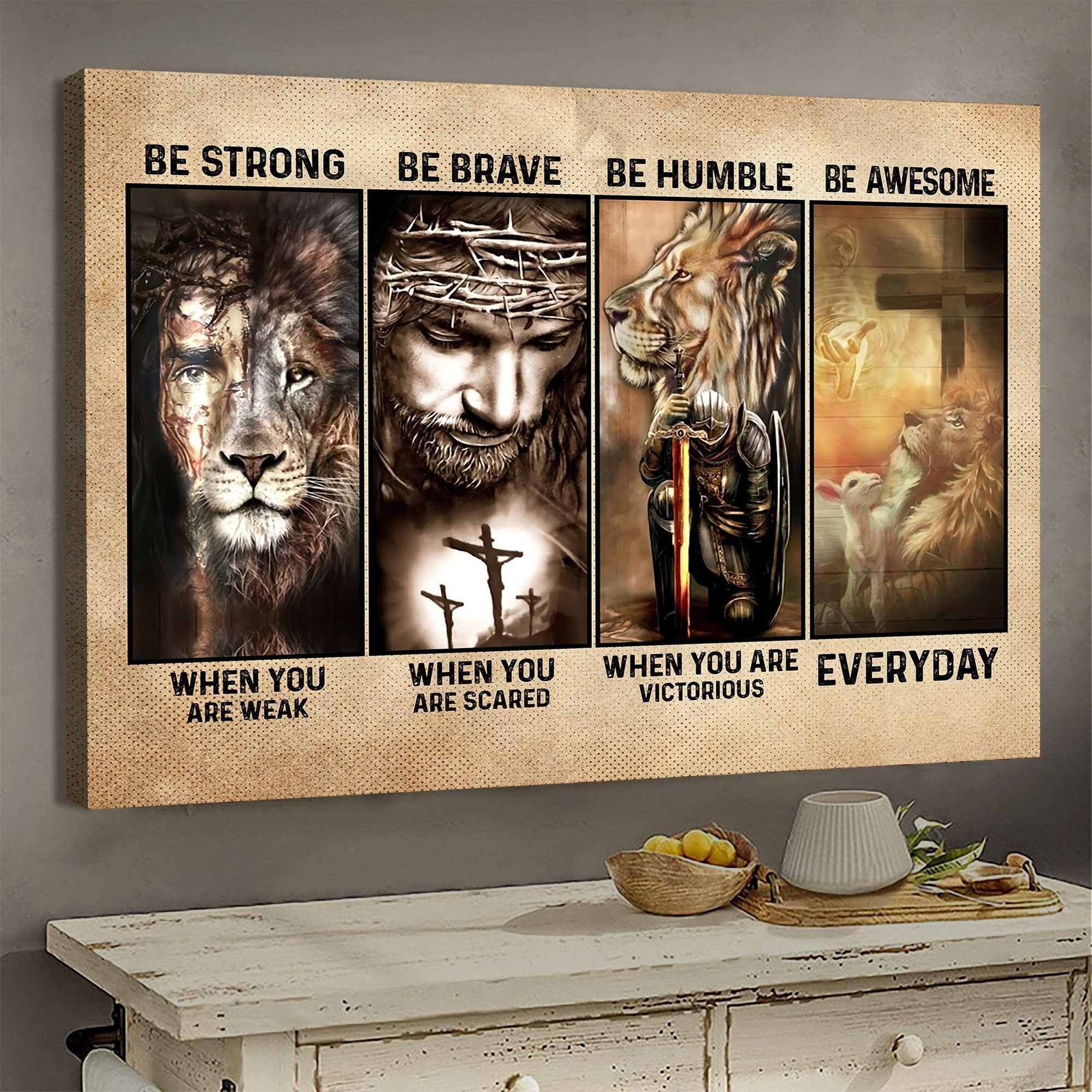 Jesus And Lion Canvas, Christian Canvas, God Canvas, Jesus Canvas | Wall Decor | Birthday, Thanksgiving, Christmas Gift