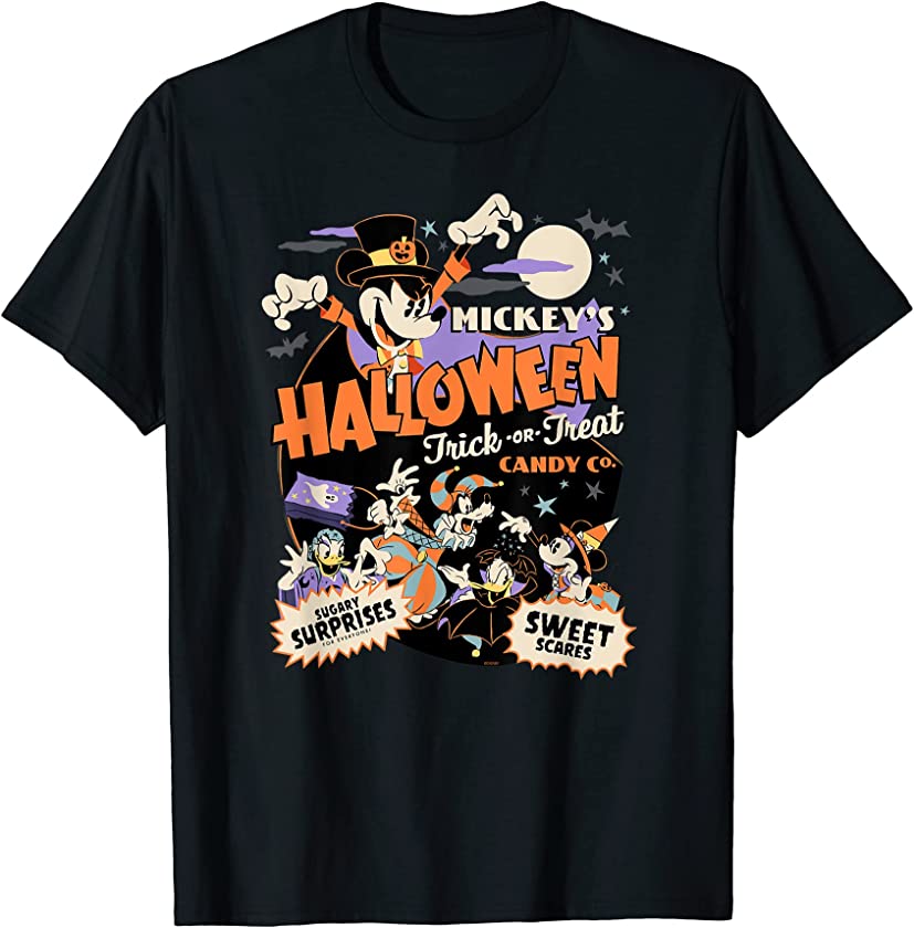 Mickey’s Halloween Trick or Treat Candy Co. Camiseta, Negro, S