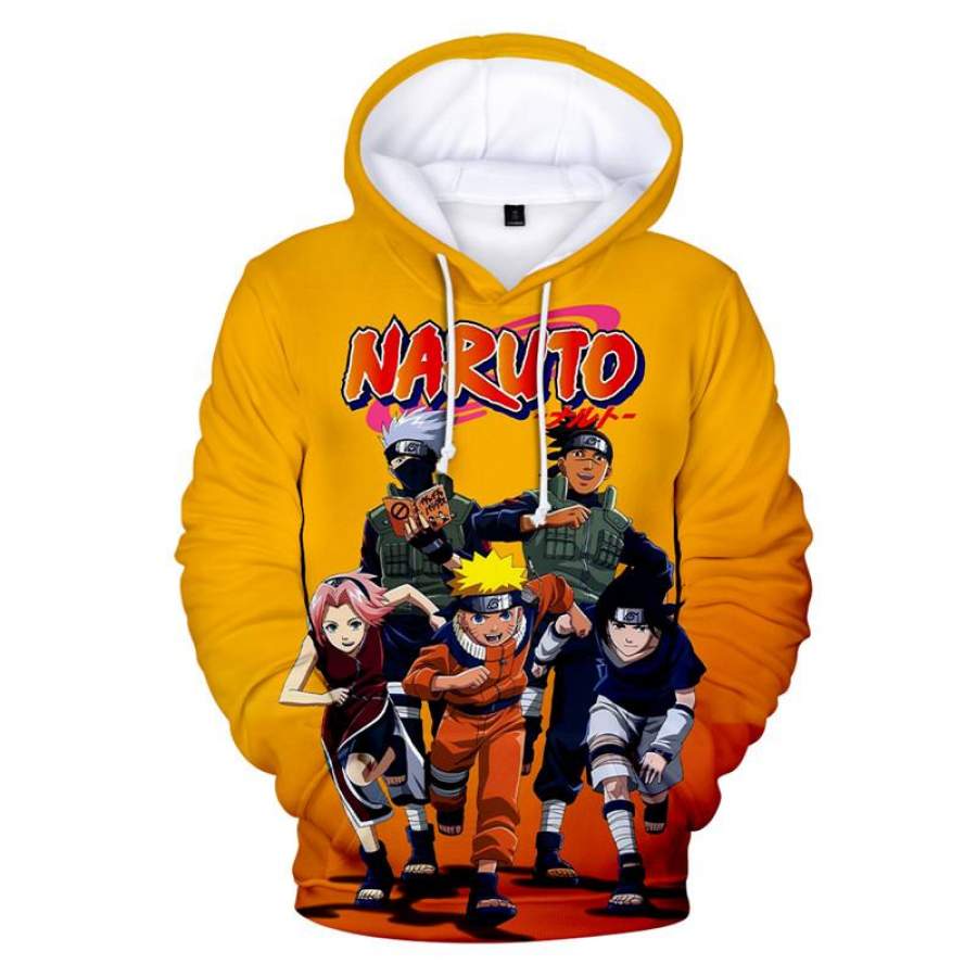 3D Naruto Anime Printed Long Sleeve Pullover Drawstring Hoodie