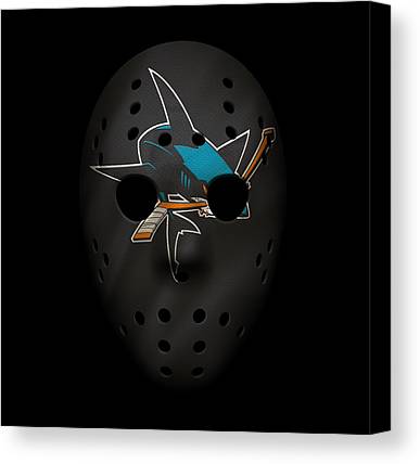 3 Sharks Jersey Mask Joe Hamilton Canvas Print