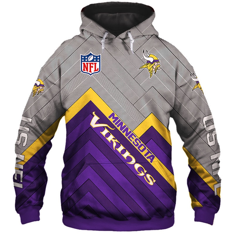 Minnesota Vikings Hoodie 3D Cheap Long Sweatshirt Pullover Size S-5Xl