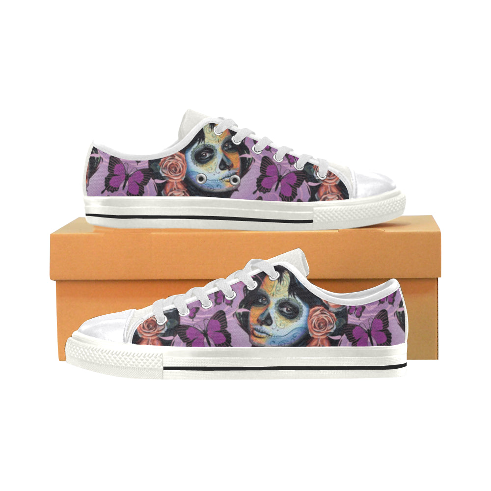 Sugar Skull Candy V1 White Women’s Classic Canvas Shoes