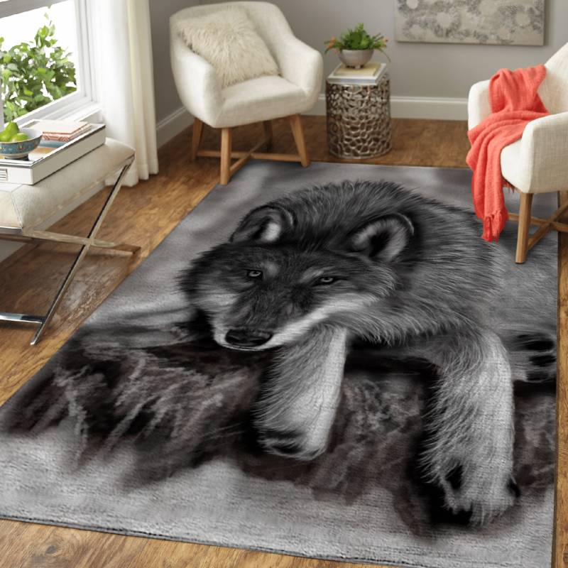 Wolf relaxing in a cold day… – Animals Area Rug Carpet