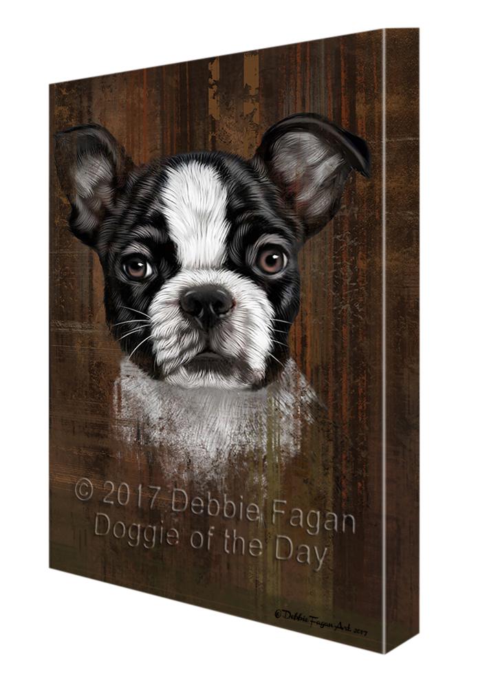 Rustic Boston Terrier Puppy Canvas Wall Art Cvsa49953