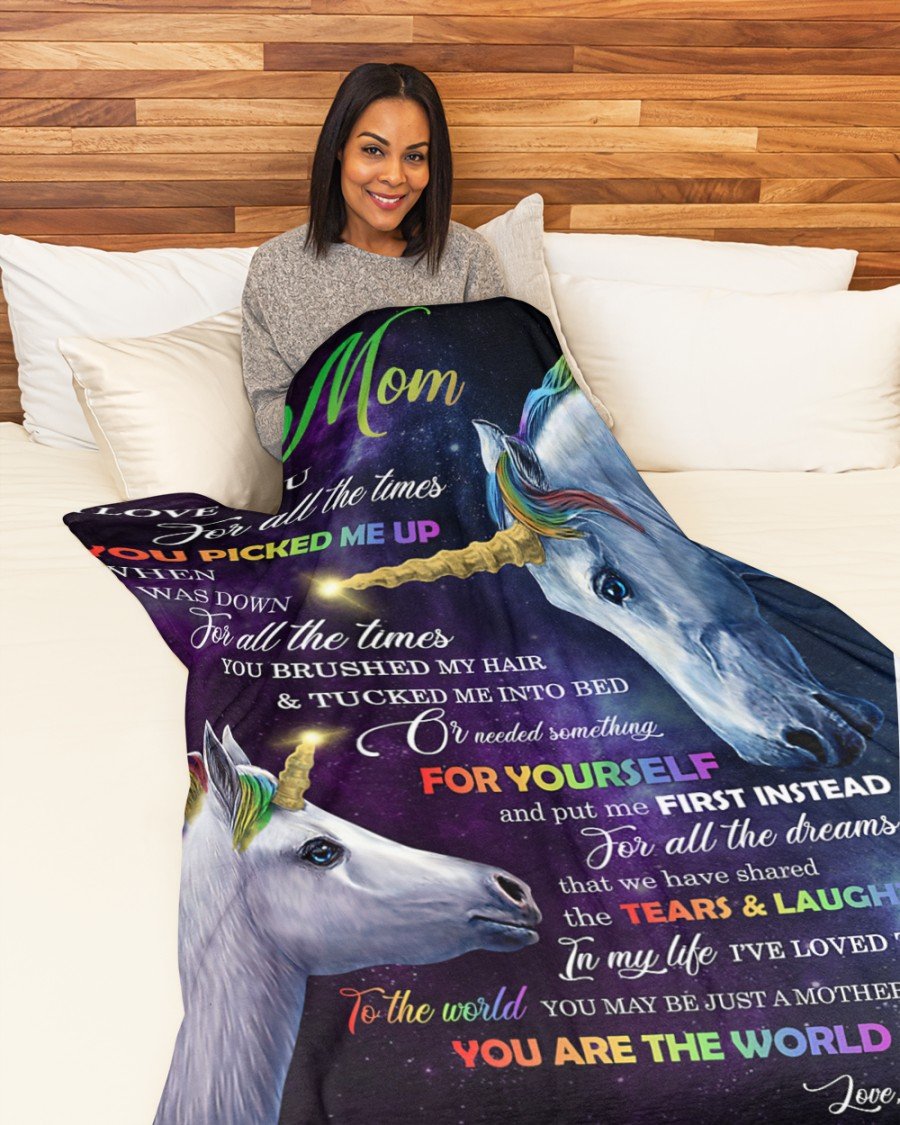 To My Mom I Love You For All The Times, Unicorn Fleece Blanket, Mother’s Day Gift From Daughter To Mom, Best Mother’s Day Gift Ideas, Home Decor Bedding Couch Sofa Soft and Comfy Cozy