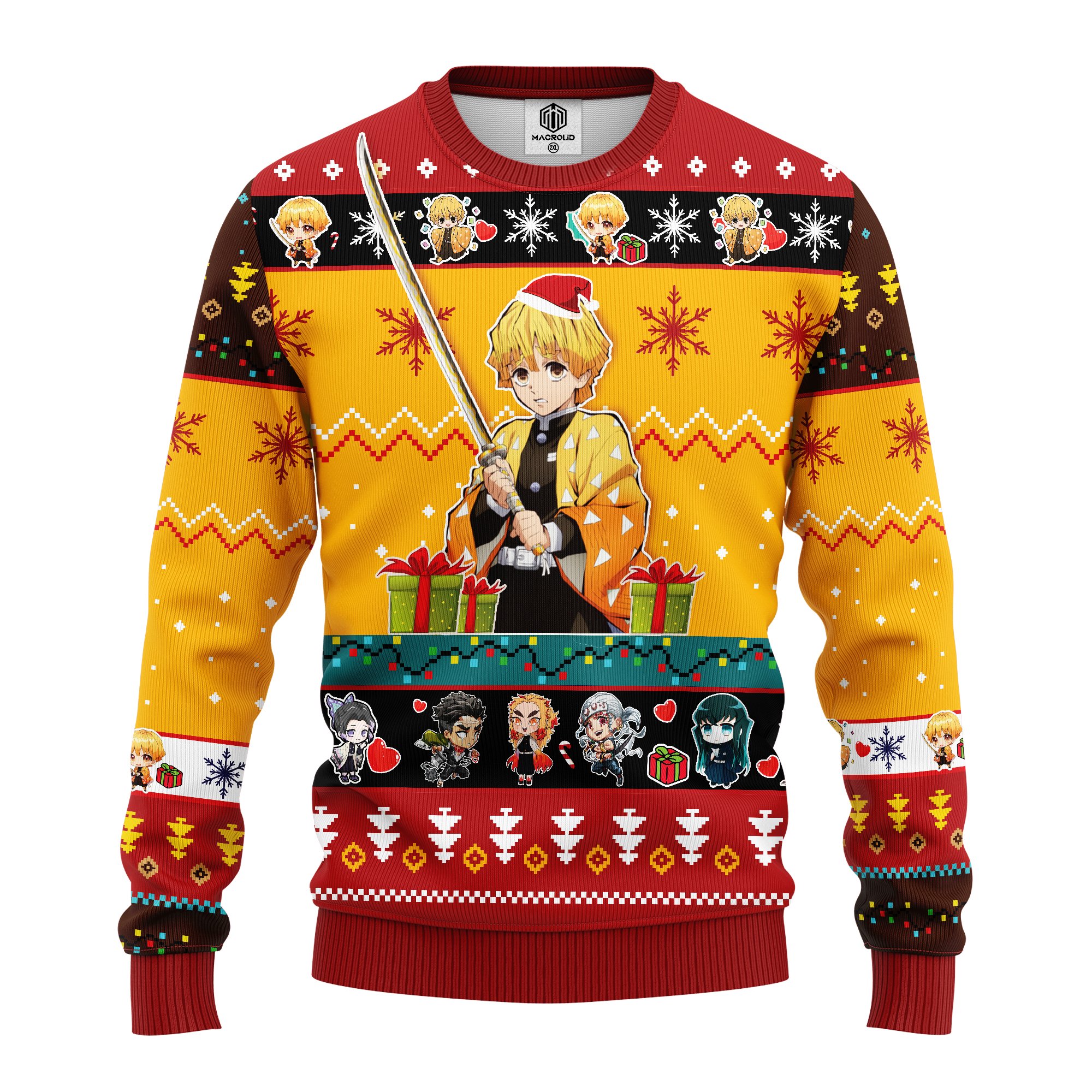 Agatsuma Zenitsu demon slayer ugly christmas sweater yellow 1- Amazing Gift idea – thanksgiving gift