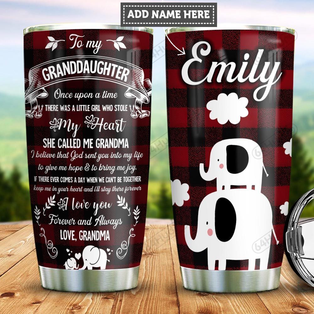 Personalized Elephant Grandma To Granddaughter Pyz1812002  Stainless Steel Tumbler Travel Customize Name, Text, Number, Image