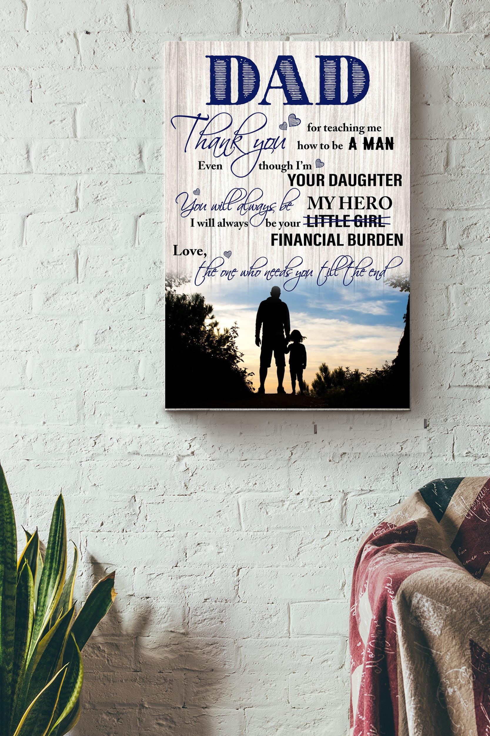 Thank You Dad Poster – Fatherhood Wall Art – Gift For Father Dad Daddy Papa Father Day Dad Birthday Home Decor Livingroom Decor Wrapped Canvas