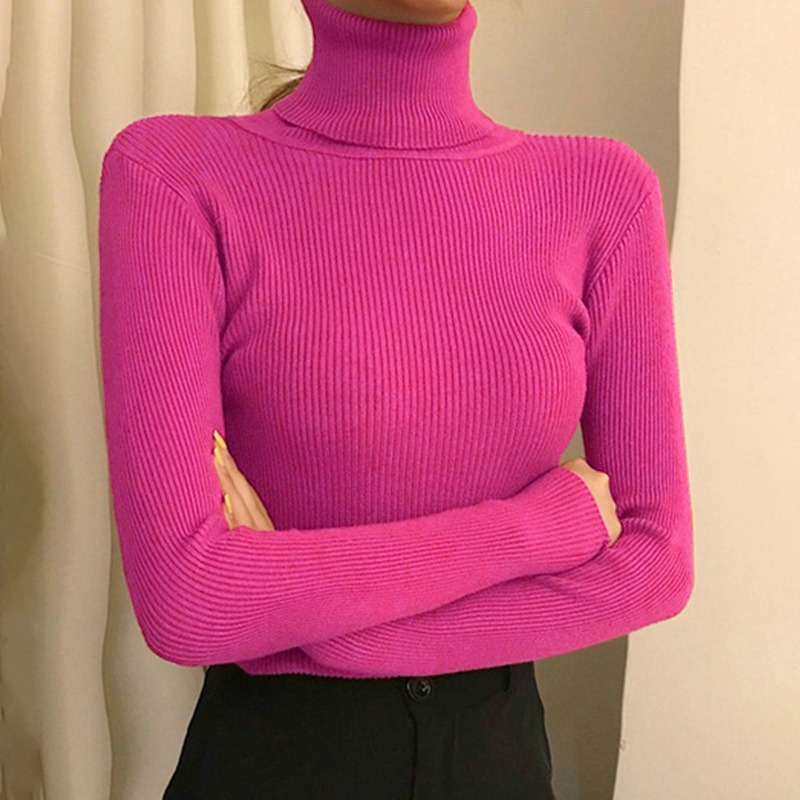 2022 Autumn New Women’s Sweater High Neck Long Sleeve Slim Pullover Solid Color Hollow Sexy Fashion Sweater Ladies Clothes alx