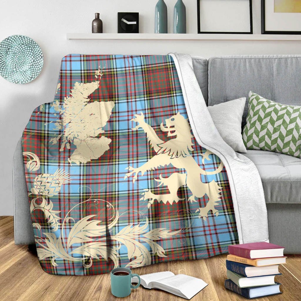 Tartan Blanket Anderson Ancient Tartan Scotland Lion Thistle Map Plaid Blanket