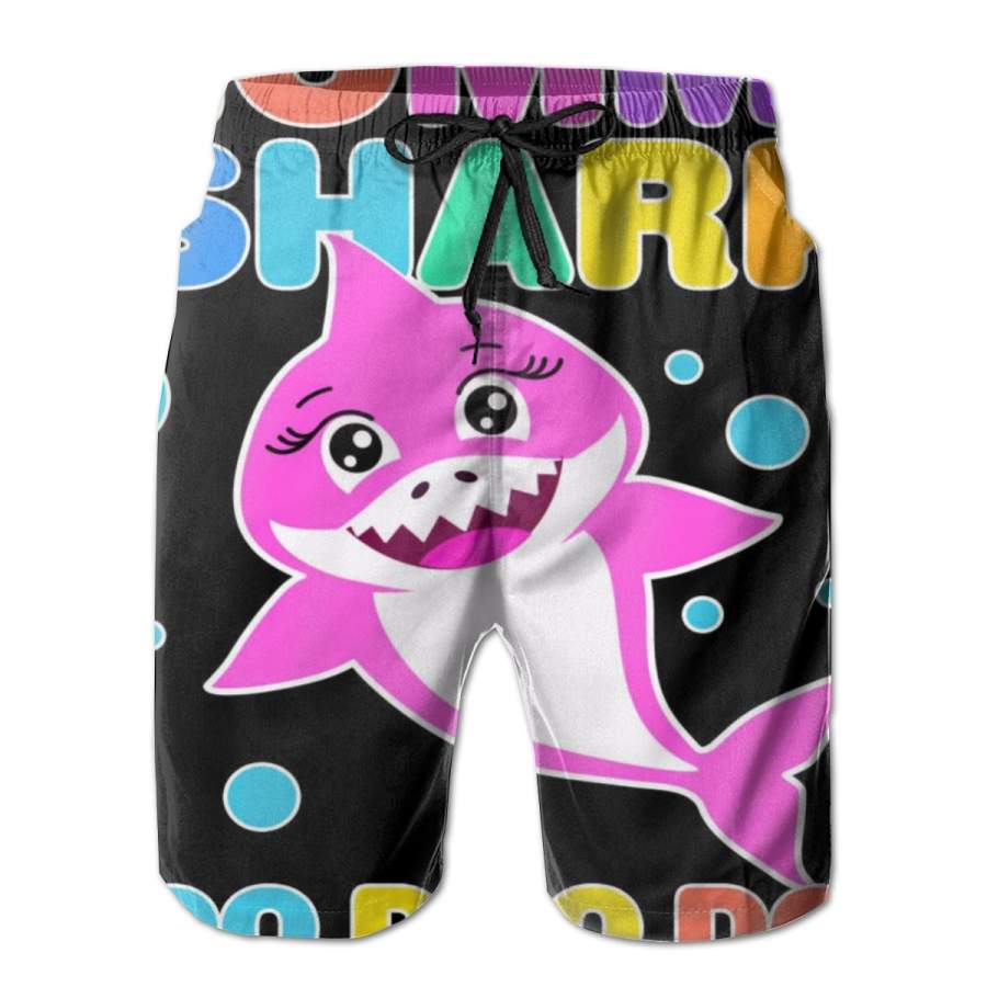 2 Pack Scary Mommy Shark Doo Doo Doo Halloween Poster Men Swim Trunks Drawstring Elastic Waist Quick Dry Beach Shorts with Mesh Lining Swimwear Bathing Suits