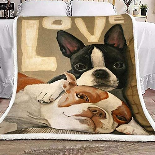 Boston Terrier Love Cute Blanket Gift For Boston Terrier Lovers Gift For Dog Lovers Birthday Gift Home Decor Bedding Couch Sofa Soft And Comfy Cozy