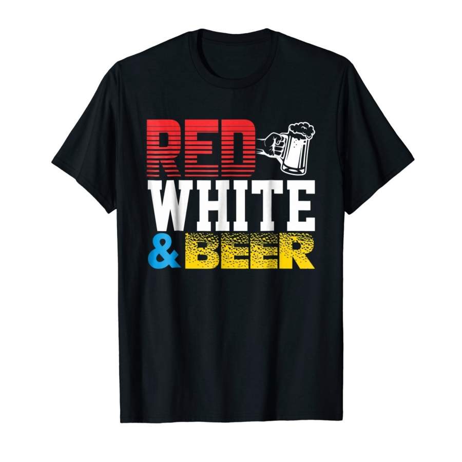 4Th Of July T Shirt: Patriotic Red, White, And Beer Gift Tee Men Short Sleeve T-Shirt