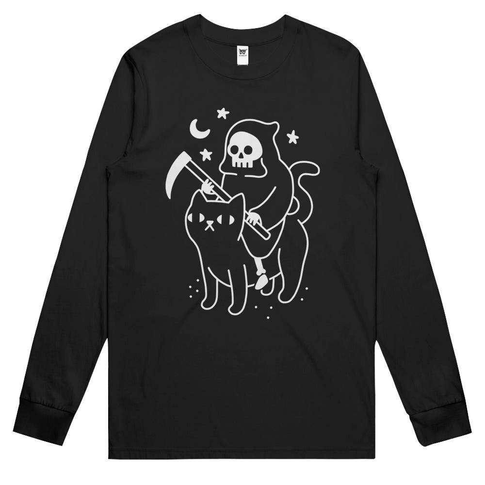 Death Rides A Black Cat Long Sleeve T Shirts