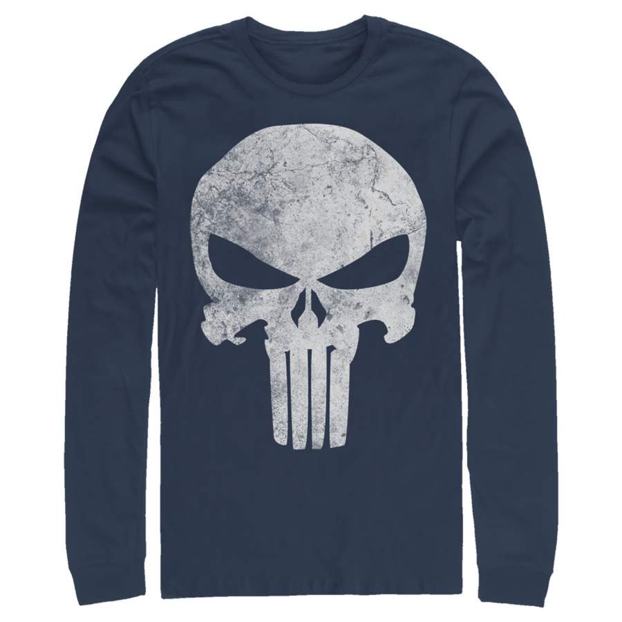 Marvel Men's Punisher Retro Skull Symbol  Long Sleeve Shirt