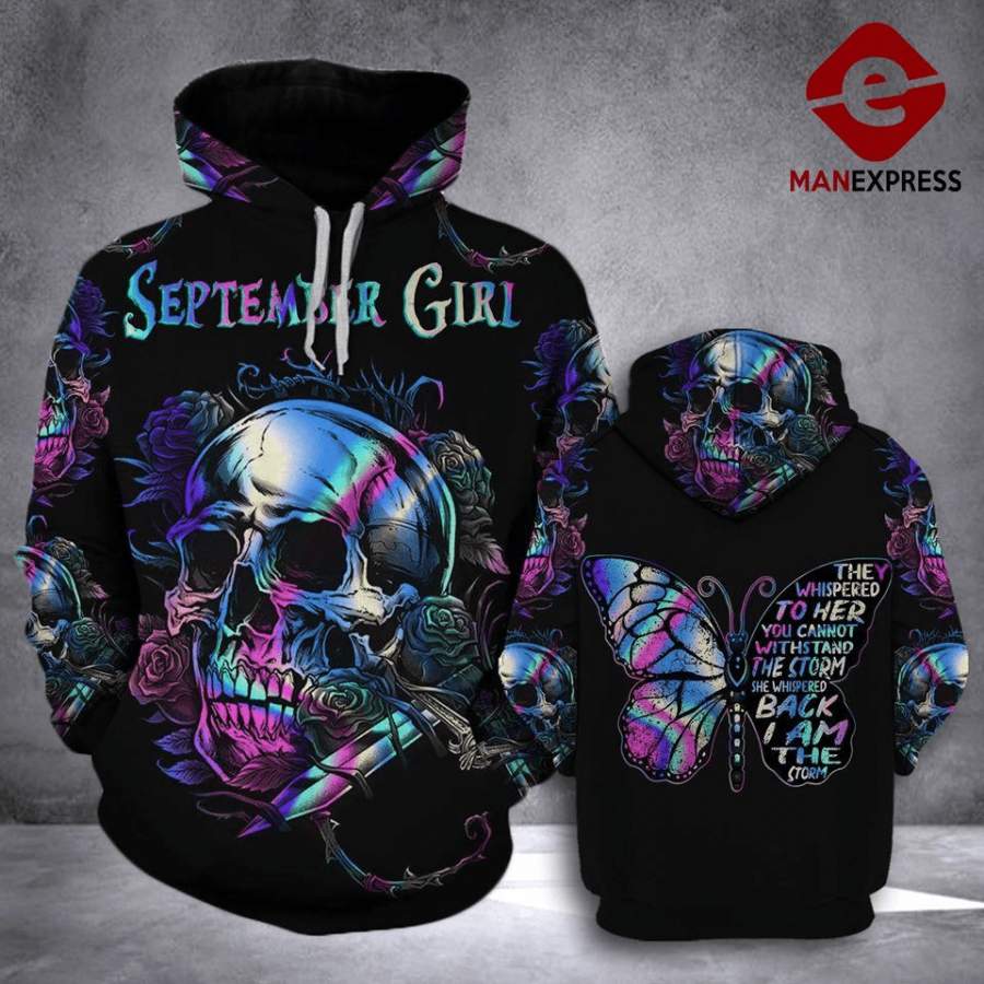 Girl Skull Rose Custom Month Hoodie 3D All Over Print