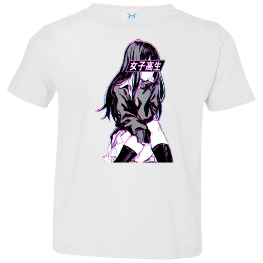 AGR SCHOOLGIRL (Glitch) – Sad Japanese Anime Aesthetic Toddler Jersey T-Shirt