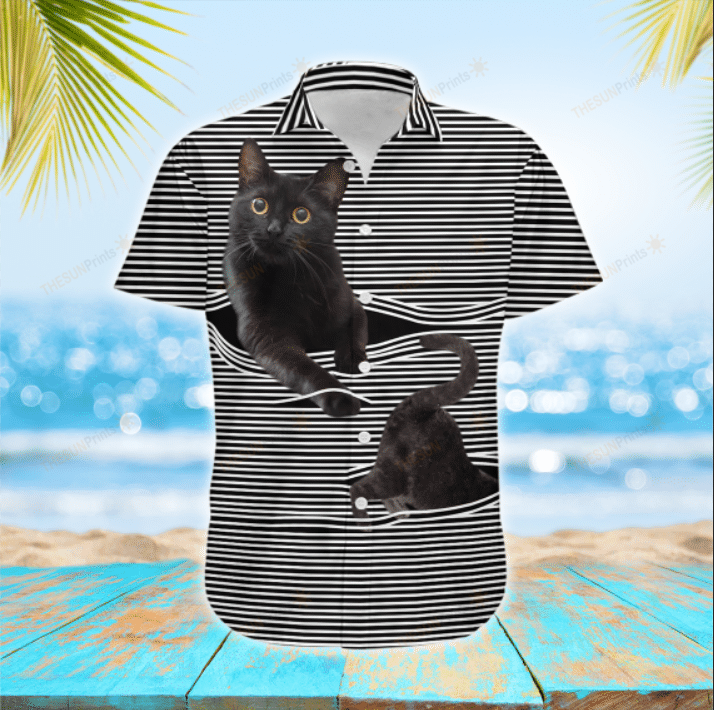 Black Cat Hawaiian Shirt 002127 Ha1366