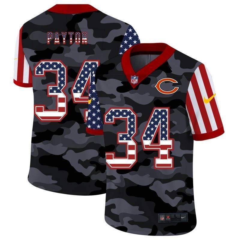 Chicago Bears Walter Payton #34 NFL 2020 Camo Black Jersey