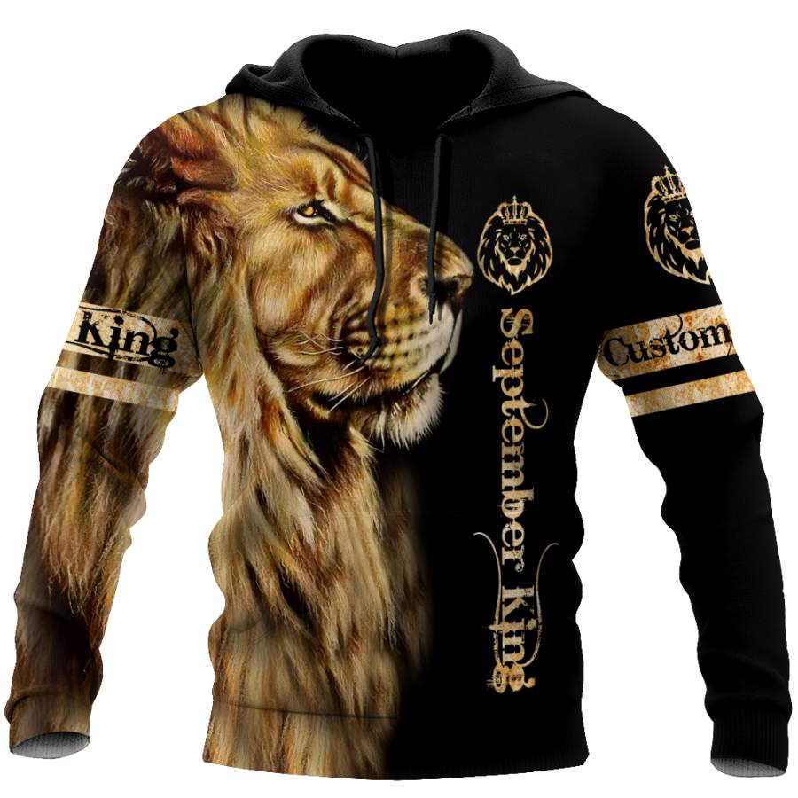 Custom Name September King Lion 3D  All Over Printed Shirt for Men and Women