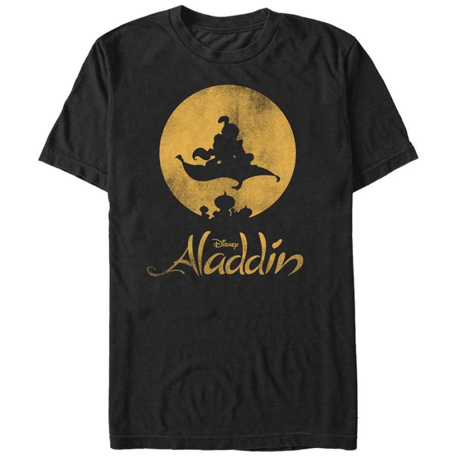 Aladdin Men’s Magic Carpet Ride Silhouette  T Shirt Black S