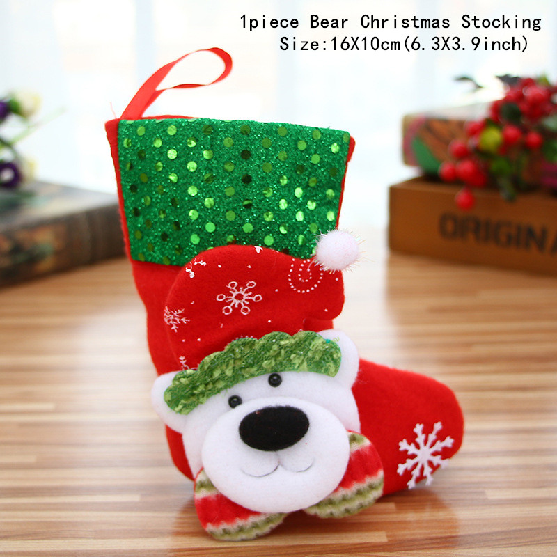 Christmas Stocking Xmas Candy Sack Christmas Socks Christmas Decorations for Home Noel Navidad New Year 2023 Gift Bag Decor alx