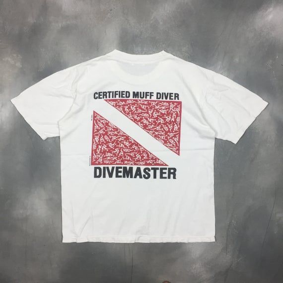 90S Muff Divers Shirtwhite Large Short Sleeve Muff Dive Master Shirt90S Muff Divers Fashion Shirt