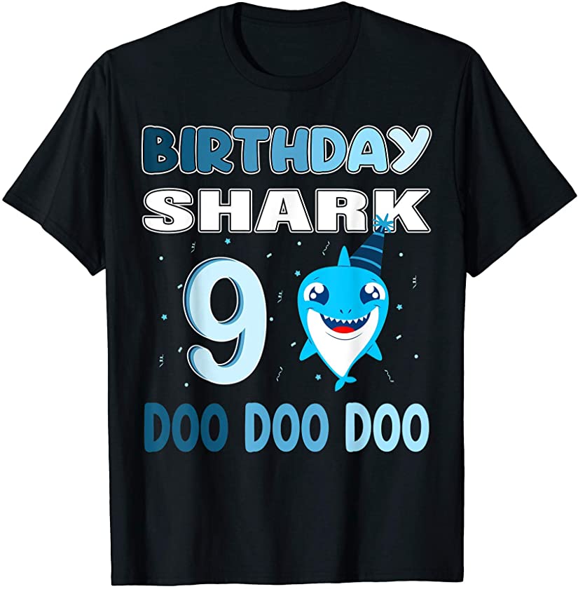 baby shark birthday shirt 9 Birthday party boys 9th B-day T-Shirt