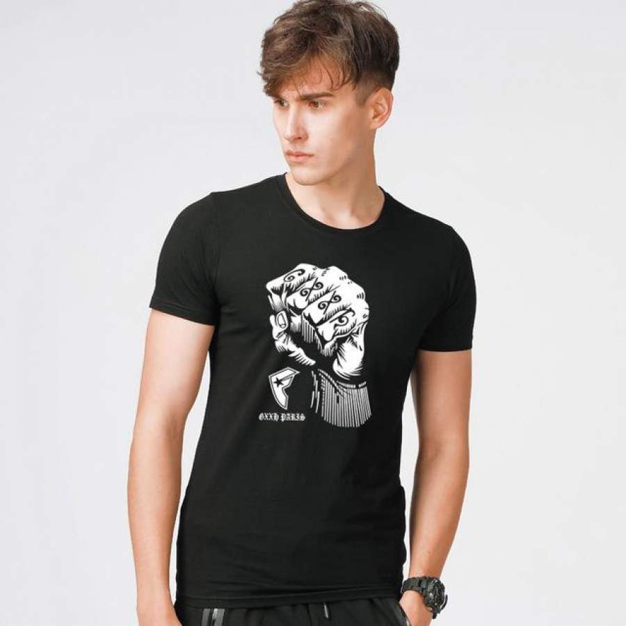 Men T Shirt Summer Top Printed Slim Fit Short Sleeve T-Shirt Cotton Casual Men Fitness Clothes