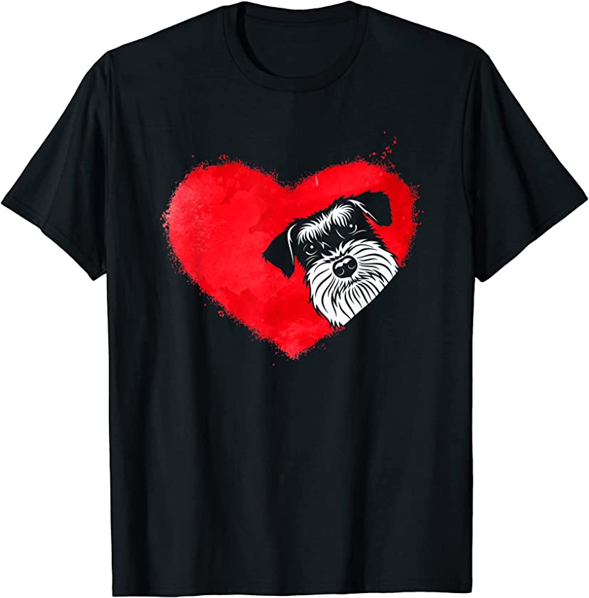 Cute Hearts Schnauzer Dog Puppy Lover Valentines Day T-Shirt