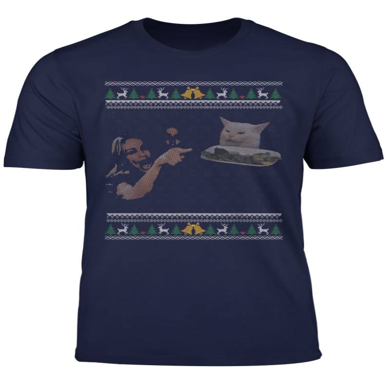 Cat Meme Dank Meme Yelling At Table Dinner Ugly Christmas T Shirt