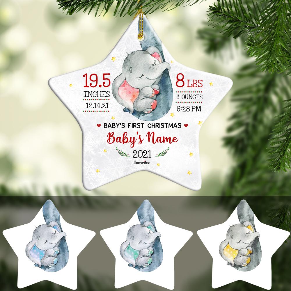 Personalized Elephant Baby First Christmas Star Ornament Ag1711 67O57