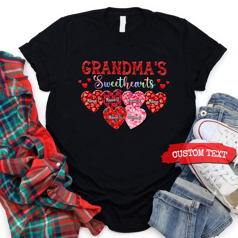 Personalized Grandma Nana Grandma’S Sweethearts Valentine Day Shirt Mother’S Day Gift Shirt Lucky Shirt Custom Grandkids Name Shirt