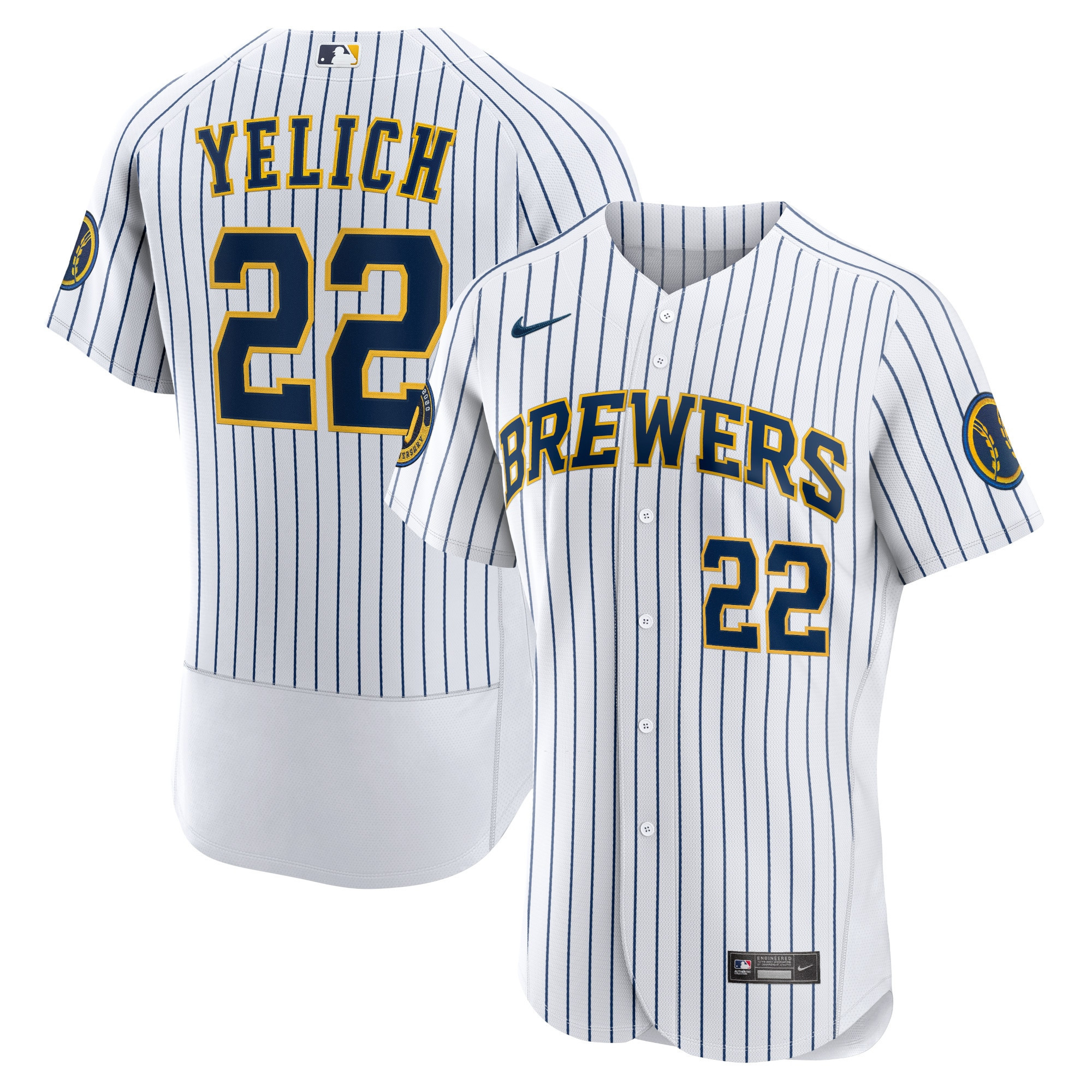 Christian Yelich Milwaukee Brewers Alternate Authentic Player Jersey – White MLB