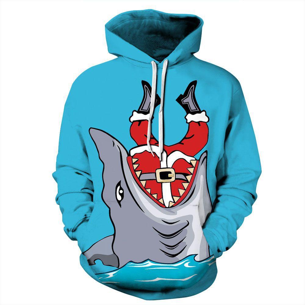 Christmas Hoodies – Christmas Great White Shark Icon Super Cool 3D Hoodie