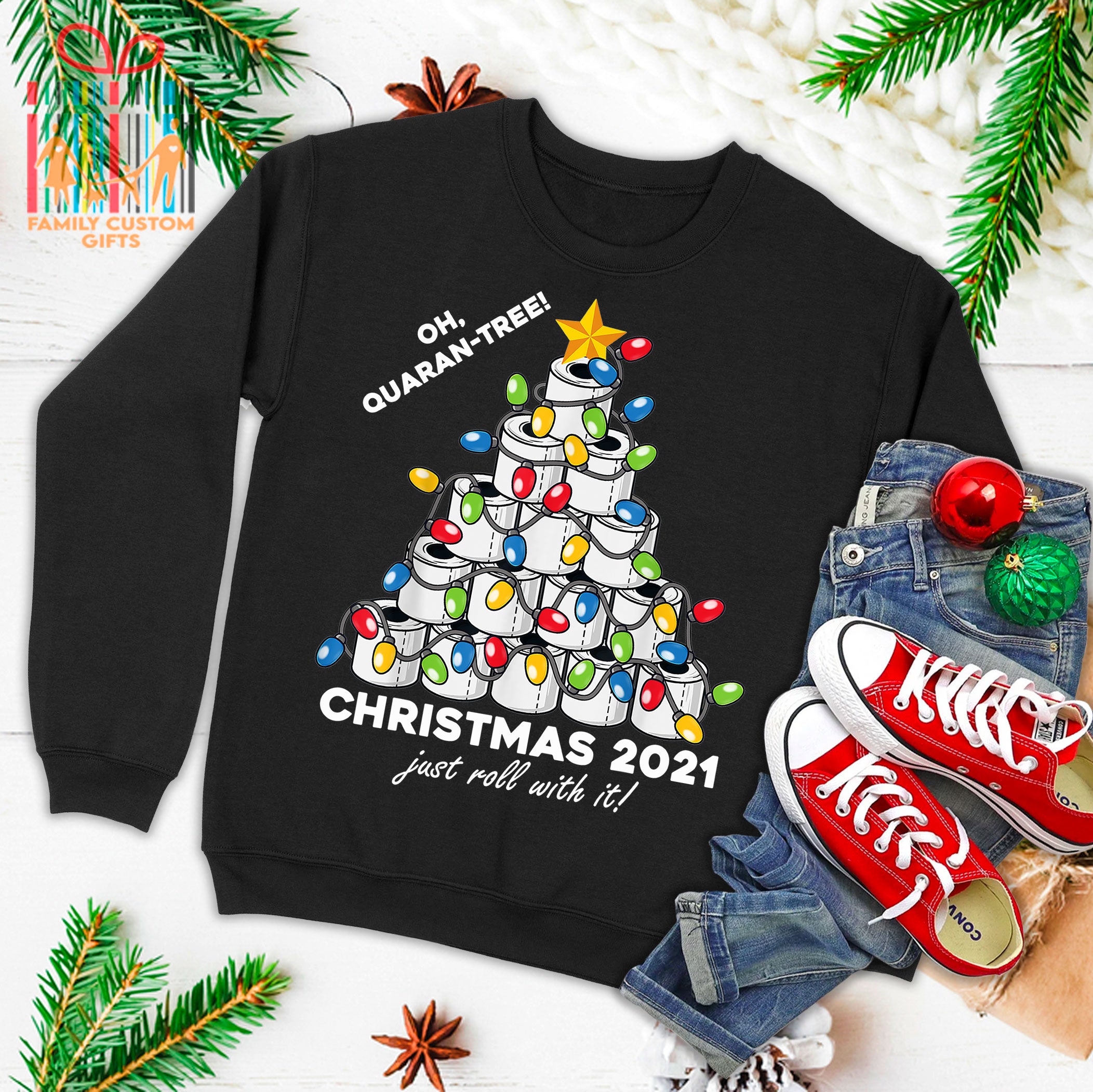 Christmas 2021 Toliet Paper Tree Funny Xmas Ugly Christmas Sweater T-Shirt