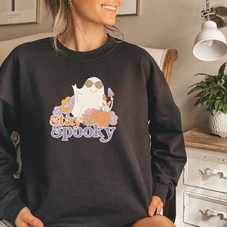 Stay Spooky Fall Halloween Sweatshirt 2D Crewneck Sweatshirt All Over Print Sweatshirt For Women Sweatshirt For Men Sws4214