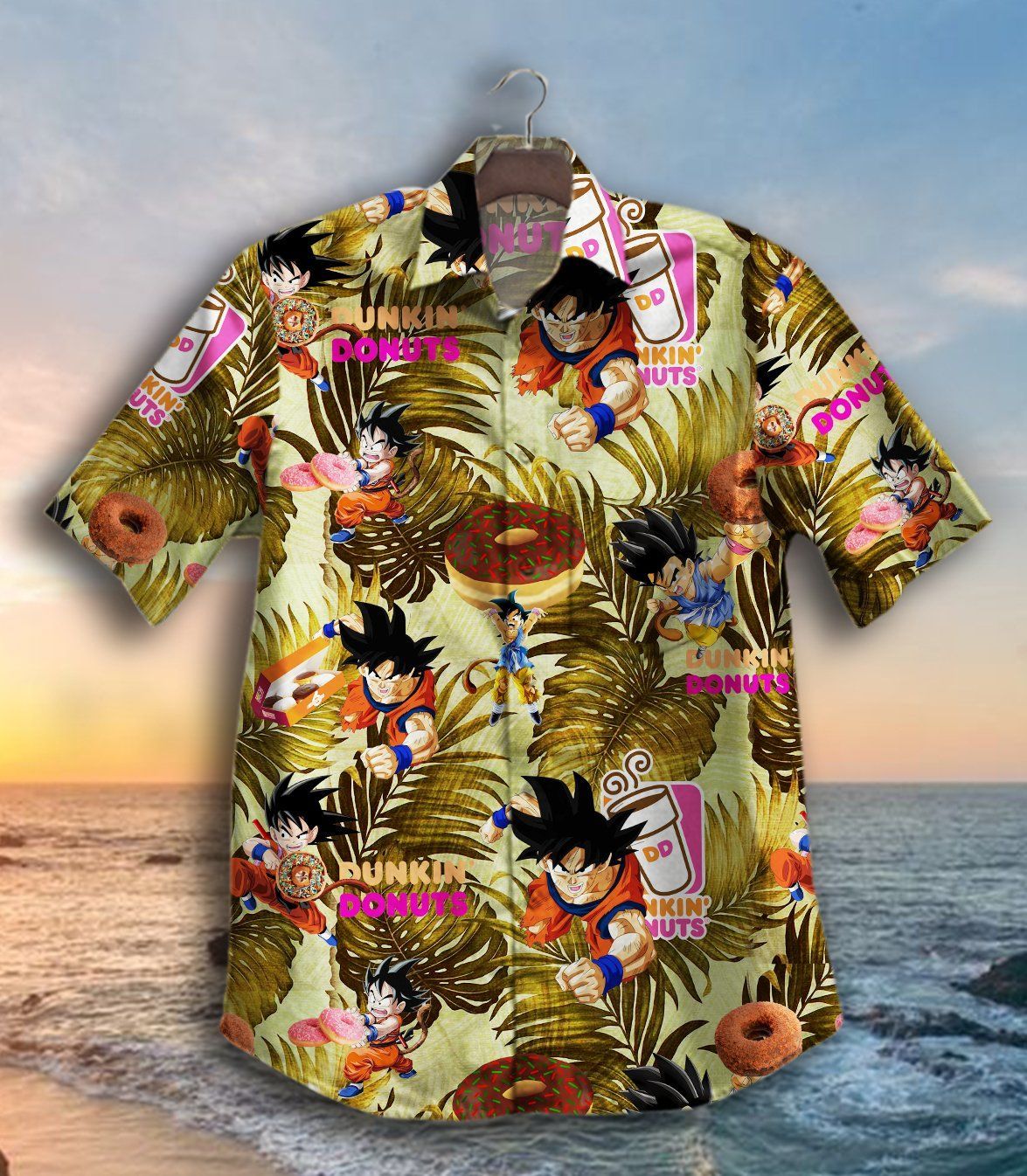 Son Goku Dunkin Donuts For Man And Woman Print Short Sleeve Hawaii Shirt Ha776