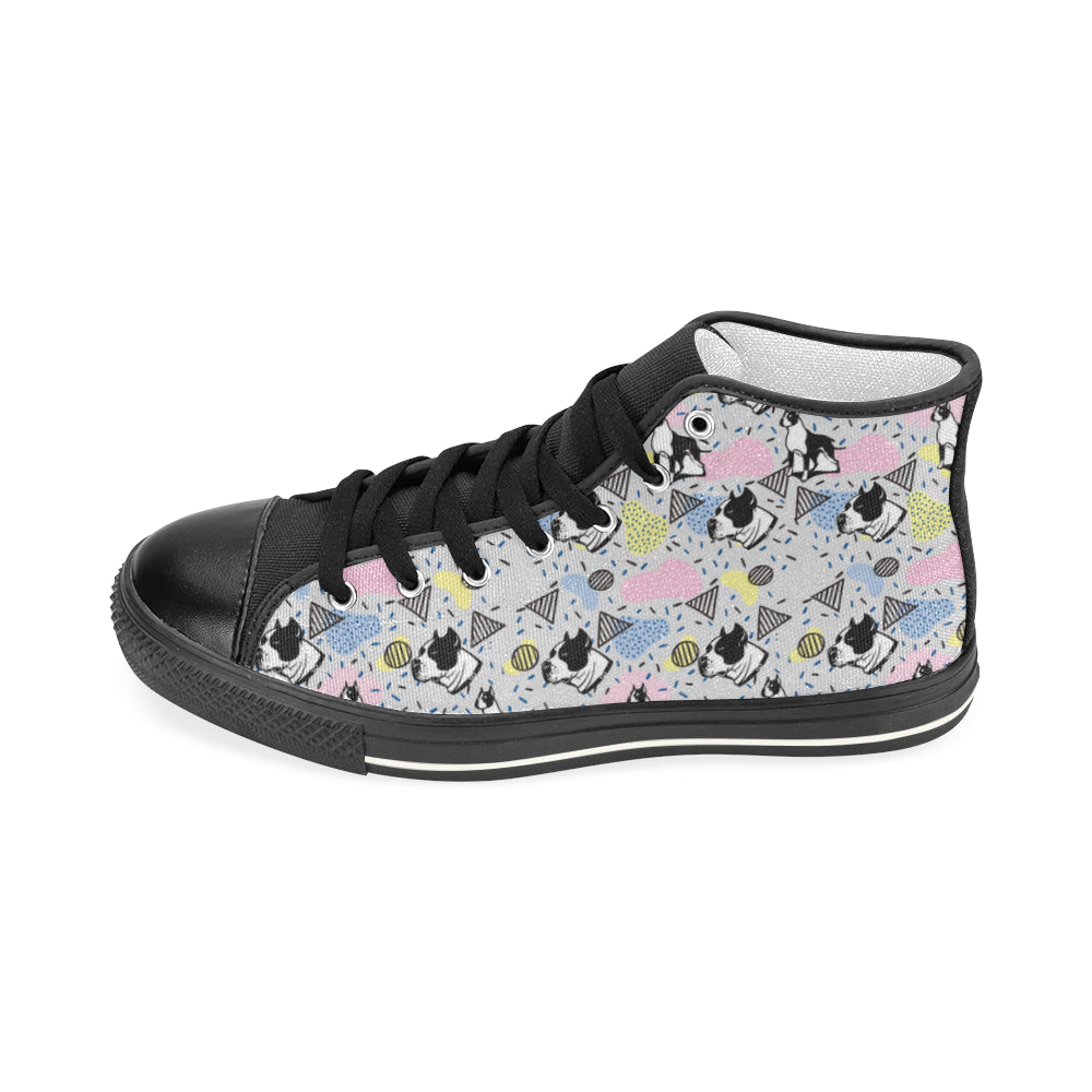 American Staffordshire Terrier Pattern Black Women’s Classic High Top Canvas Shoes