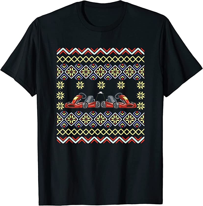 Ugly Christmas Kart Racing Karting Race Santa Claus New Year T-Shirt