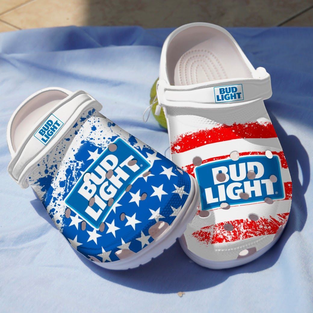 Bud Light Usa Flag Beer Clogs Classic A124 Gift For  Lover Rubber Clogs Clogband Clogs, Comfy Footwear