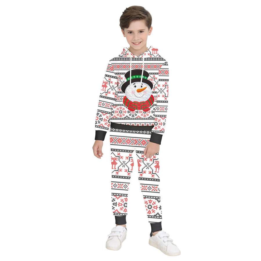 Kids  Christmas Set Snowman 3D Hoodie with Pants