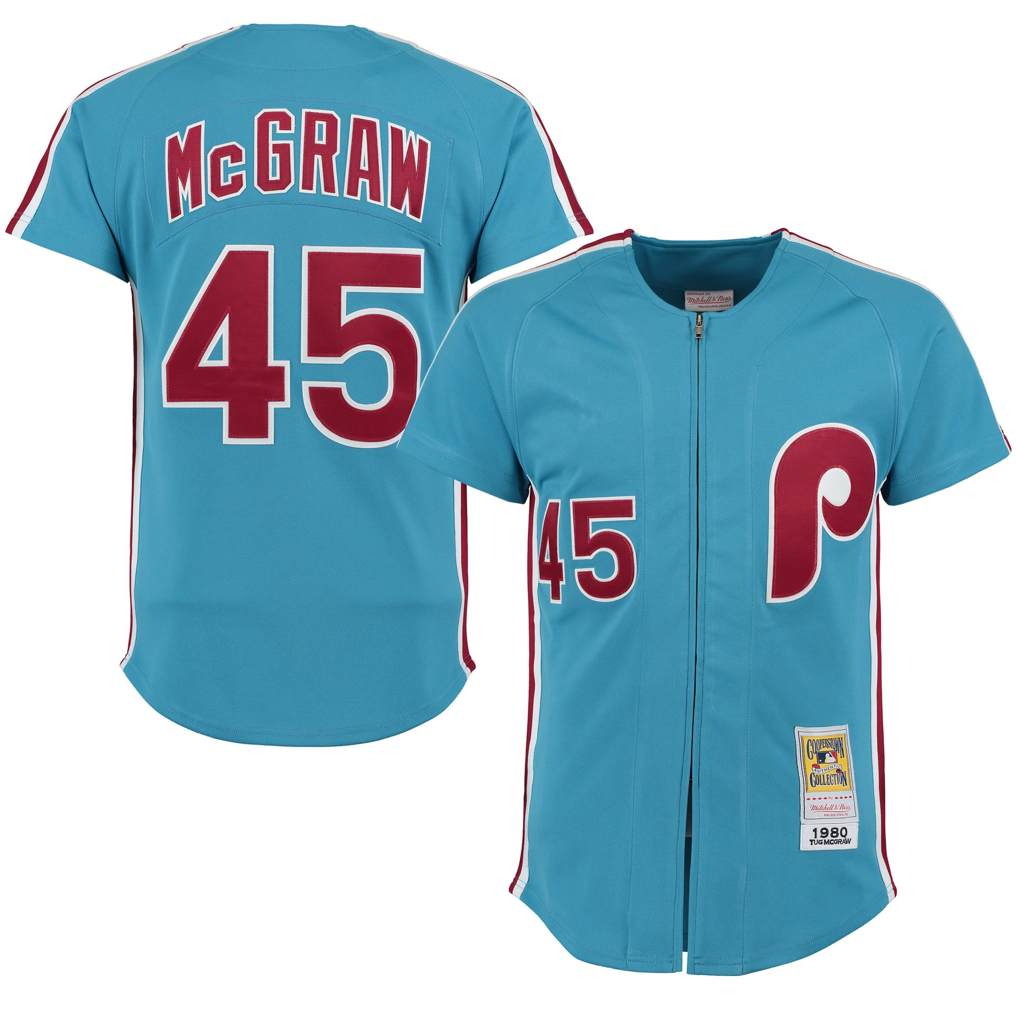 Tug Mcgraw Philadelphia Phillies Mitchell & Ness 1980 Throwback Player Jersey – Light Blue MLB