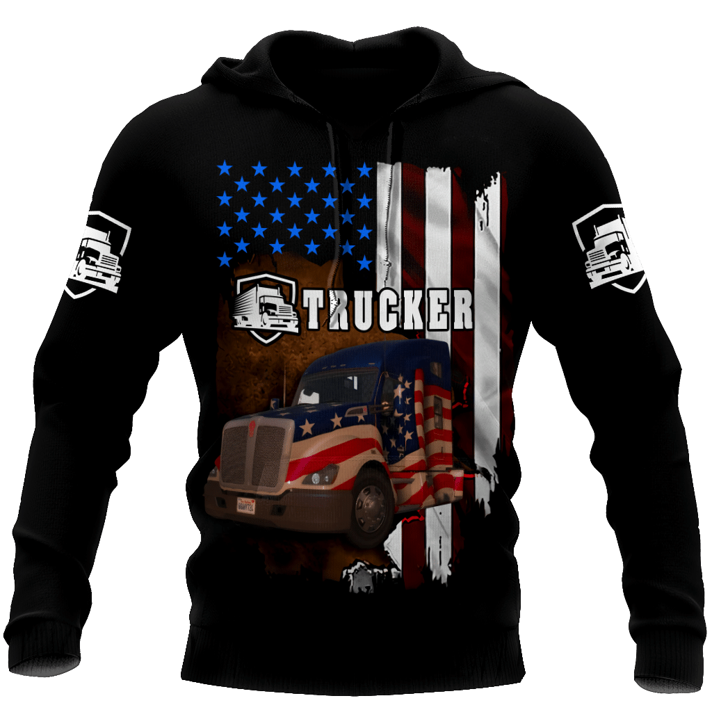 Trucker And United State Color 3D All Over Printed Hoodie For Men And Women