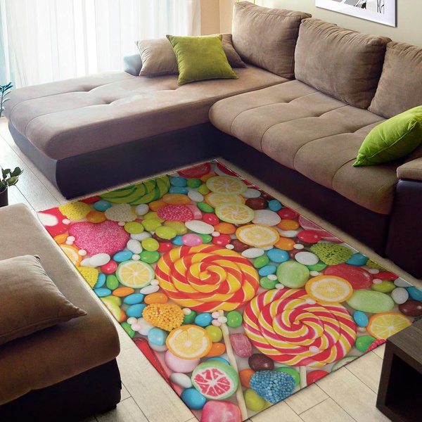 Colorful Lollipop And Candy Print Area Rug