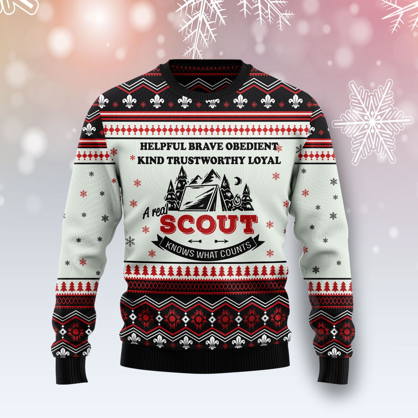 Scout Knows What Counts Ugly Christmas Sweater | For Men & Women | Adult | Us4330