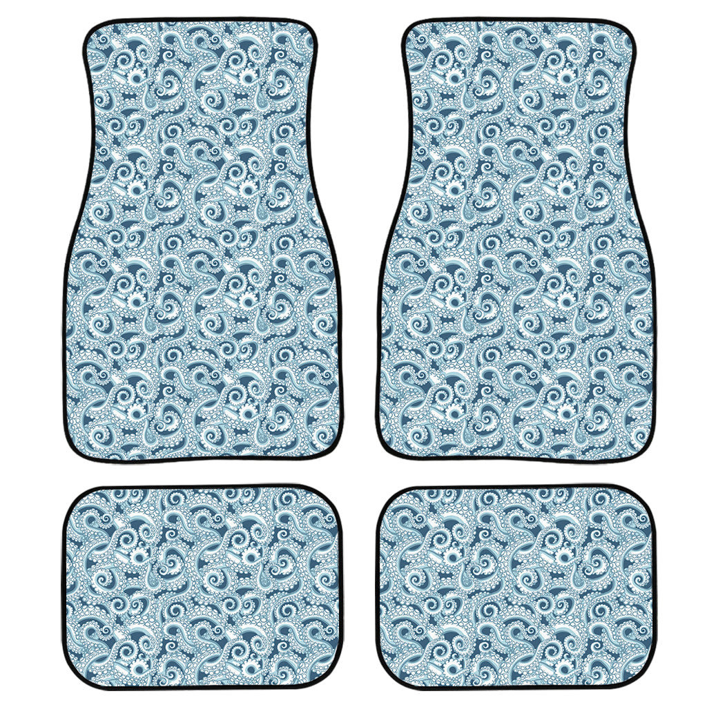 Blue Octopus Tentacles Pattern Print Front And Back Car Floor Mats, Front Car Mat