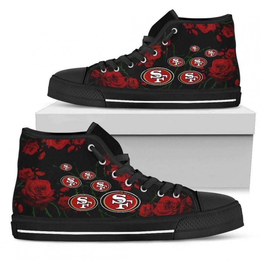 Lovely Rose Thorn Incredible San Francisco 49ers High Top Shoes #175