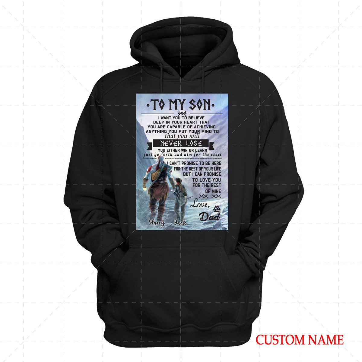 To My Son Viking Customized Name 2D Hoodie