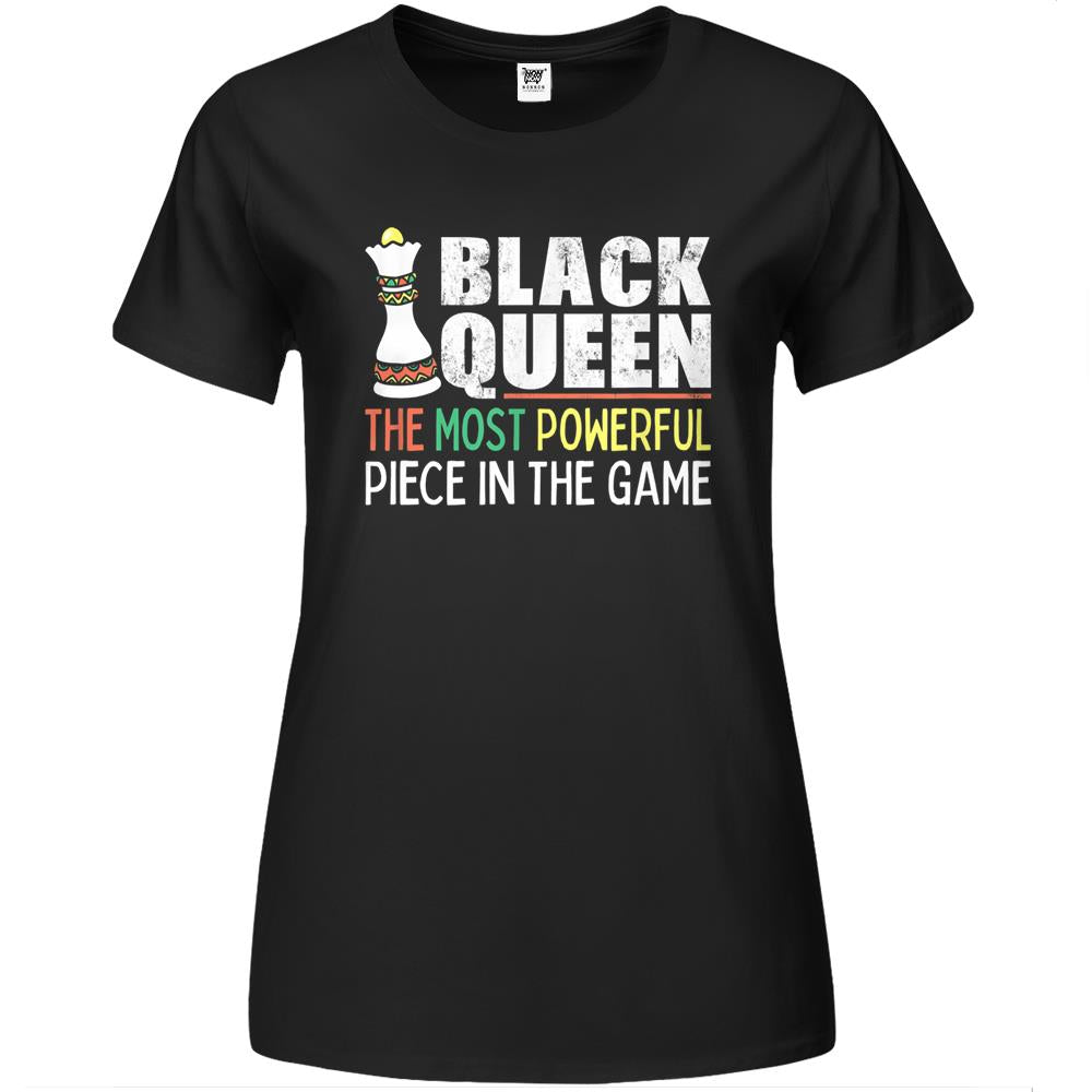 Womens Black Queen Most Powerful Chess African American Premium Womens T Shirts